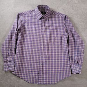 Bugatchi Uomo‎ Purple Plaid Long Sleeve Button Up Shirt Mens Size Medium